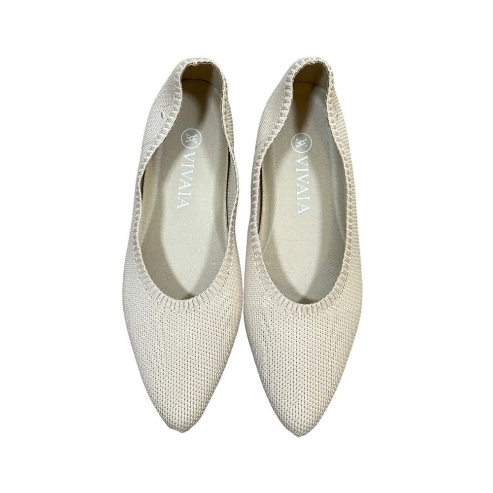 Vivaia Aria Pointed Toe Ballet Flats Womens Size EU 36 5.5-6 Almond Comfort Work